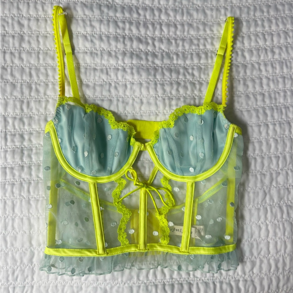 For Love & Lemons neon Dottie bustier corset top